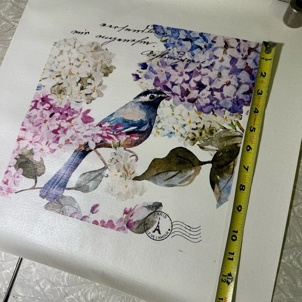 Printed art on loose unstretched‎ Canvas Bluebird Hydrangea Craft